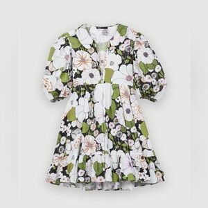 Maje Fleur Puff Sleeve Cotton Dress in Flower 7OS